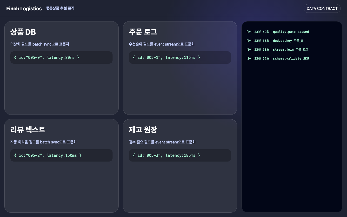 묶음상품 추천 로직 데이터 연결 화면 캡처