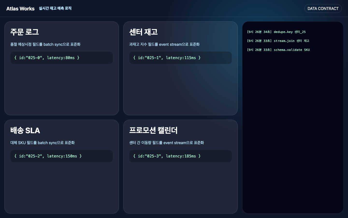 실시간 재고 예측 로직 데이터 연결 화면 캡처