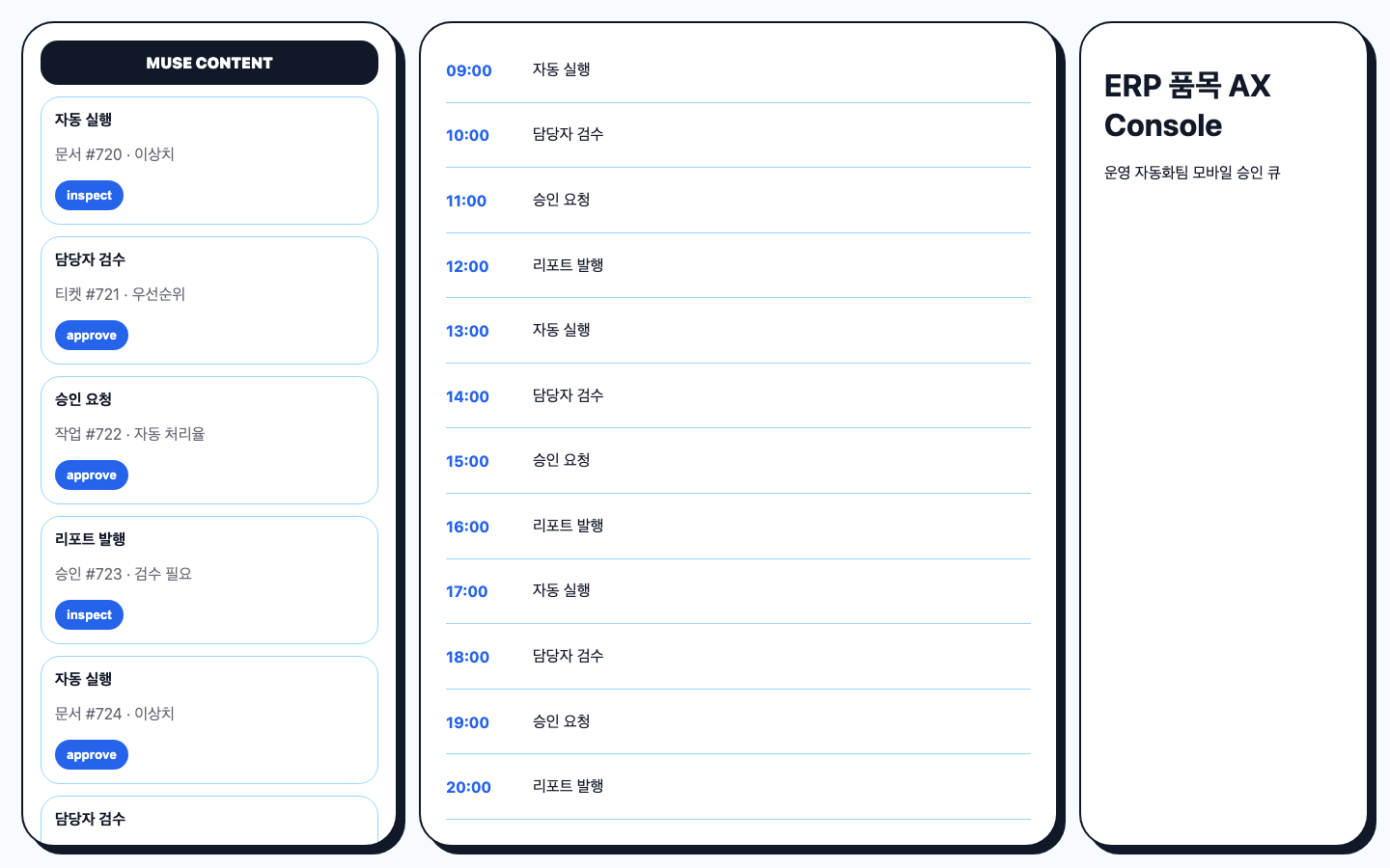 ERP 품목 마스터 정리 운영 큐 화면 캡처