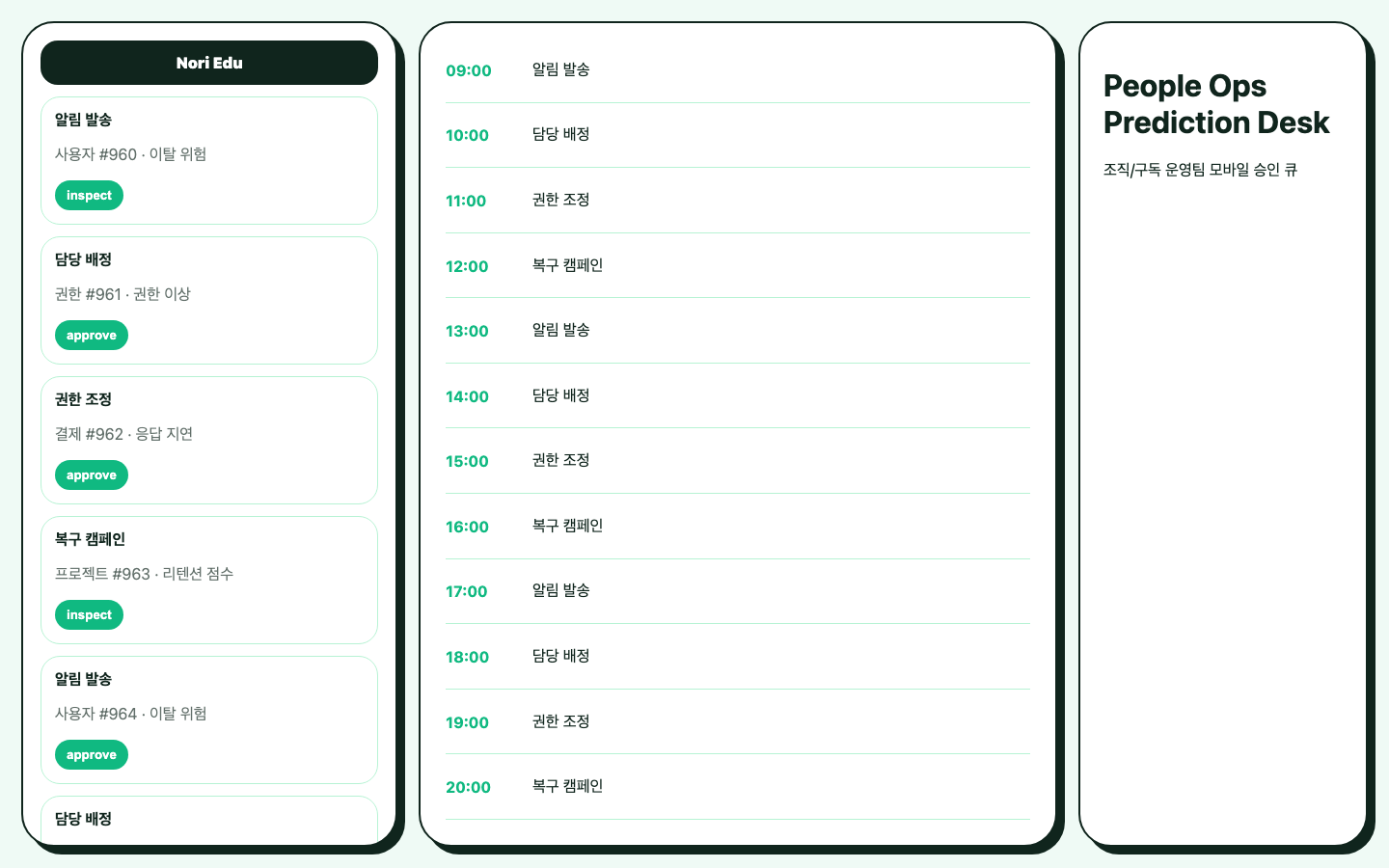 데이터 권한 관리 운영 큐 화면 캡처